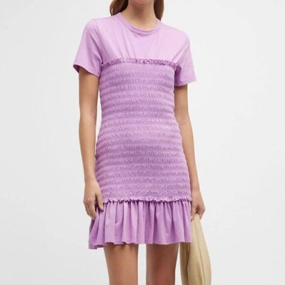 Veronica Beard Purple Tomlin Smocked Ruffled Mini Dress NWT Size Extra Large - Picture 1 of 7